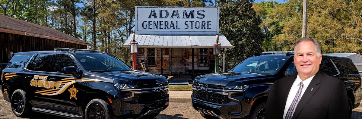 Sheriff's Office Patrol Vehicles in front of Adams General Store